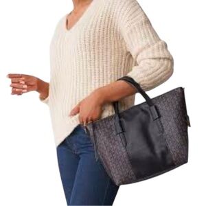 Fossil Black and Brown Faux Leather Skylar Satchel Large Crossbody Purse